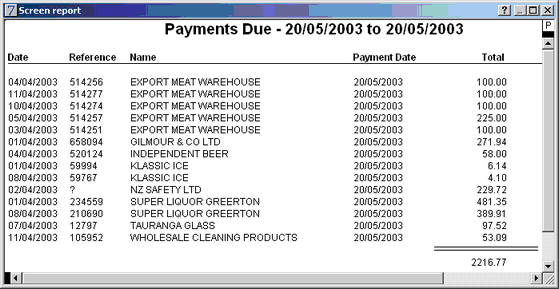payments due